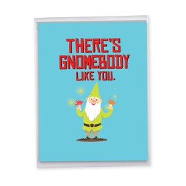 The Best Card Company - Big Funny Birthday Paper Card 8.5 x 11 Inch with Envelope (1 Pack) Large Jumbo Bday Friendly Garden Gnomes J6441EBDG