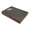 Pin Display Case Large Black PU Leather Dustproof Glass Widely