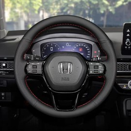 Funda de volante cosida a mano para Honda Civic 2022 de 11ª generación (piel negra)