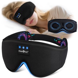 MUSICOZY Sleep mask Headphones,100% Blackout 3D Zero Eye Pressure Bluetooth Sleep mask Breathable Eye mask with Bluetooth Headphones Sleep Headphones for Side Sleepers,with 14H Playtime&Bluetooth 5.4