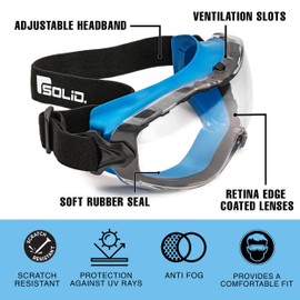 SolidWork SolidWork Perfekt Sitzende Schutzbrille Staubdichte Arbeitsschutzbrille Mit Universeller Passform - Fr Brillentr?ger Geeignet - (Blau, Klare)