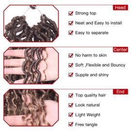 Xtrend 18 Inch 8 Packs 14 Strands/Pack Goddess Faux Locs Crochet Hair with Curly Hair in the Middle and Ends Pre-Cut Crochet Braids Messy Bohemian Fuax Locs Hair Extensions T27#