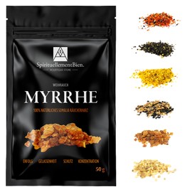 Weihrauch Myrrhe rot aus Somalia, Naturharz, Körnung + Pulver, 100% natürlich, 50 g – Erfolg – Ruhe – Reinigung – Schutz für Räuchergefäß oder Räuchergefäß