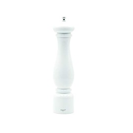 Bisetti Firenze 12.6 Inch White Lacquered Beechwood Salt Mill Grinder With Adjustable Ceramic Grinder