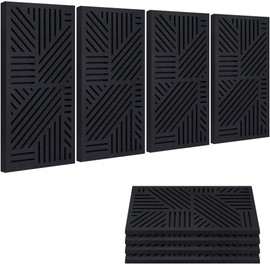 BUBOS 4 Pack Thickened Acoustic Panels, 23.6''x11.8'' Self-Adhesive Sound Absorbing Cavity Acoustic Wall Panels for Theater Studio Room Recording Room Gaming Room Meeting Rooms,VortexCore Camel
