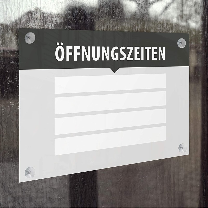 Sign Opening Hours Business, Variable Writeable with Desired Text, Acrylic
