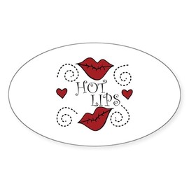 CafePress HOT Lips Sticker Oval Car Bumper Sticker(10-Pack)