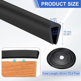 YOKIVE Rubber U Channel Edge Trim, Door Seal Strip U Shape Weather Stripping Fit Edge 3/32" | Metal Edge Guard Protector Great for Car Doors, Sheet Metal (Black, 72-Feet)