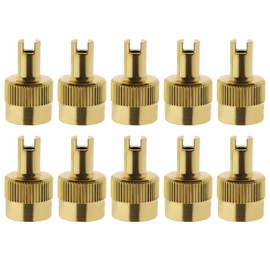 eMagTech 10PCS Tyre Valve Caps with Valve Core Remover Design Copper Car Tire Valve Stem Covers Tyre Dust Caps for Car Motorcycle Truck Bicycle 7mm Hole Diameter Gold