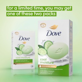 Dove Beauty Bar Soap Cool Moisture Cucumber & Green Tea Scent 6 Count for Refreshed Skin, Leaves Skin Refreshed 3.75 oz