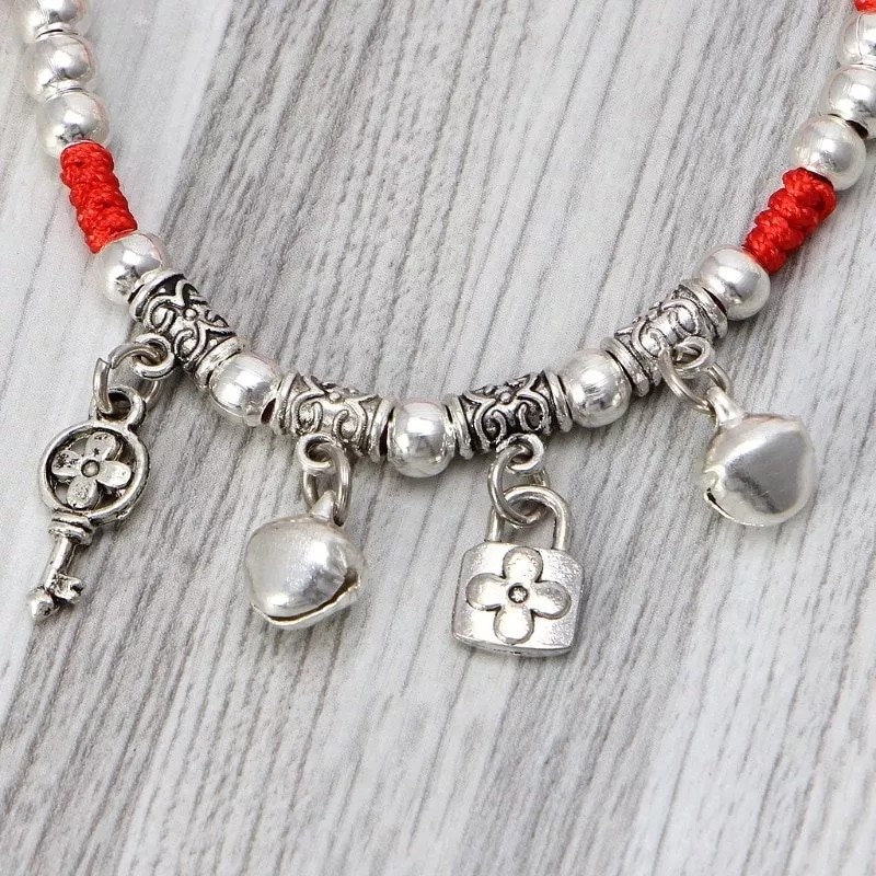 Veraly Pulsera Tobillera Hilo Rojo Destino Con Llave Candado F