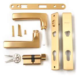 Andersen Storm Door Hardware Set - Modern Style - 1 1/2" Thick Aluminum Storm Doors Using 45 Minute Easy Install or Rapid Install 1 Systems (Brushed French Gold)