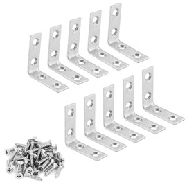 10Pcs L Bracket Corner Braces - Small Angle Iron Bracket, 50mm x 50mm x 15mm for Wood, Shelves, Wall Hanging Support 90 Degree Joint Right Angle Brackets with Screws