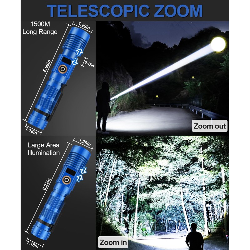Rechargeable Flashlight High Lumens-12000LM Super Bright Magnetic Flash Light with