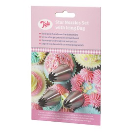 Tala Icing Bag Set with 3 Star Nozzles, Silver