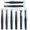 MMOBIEL 8Pcs Anti-static Multifunctional Plastic Precision Tweezers Set, Slant Flat