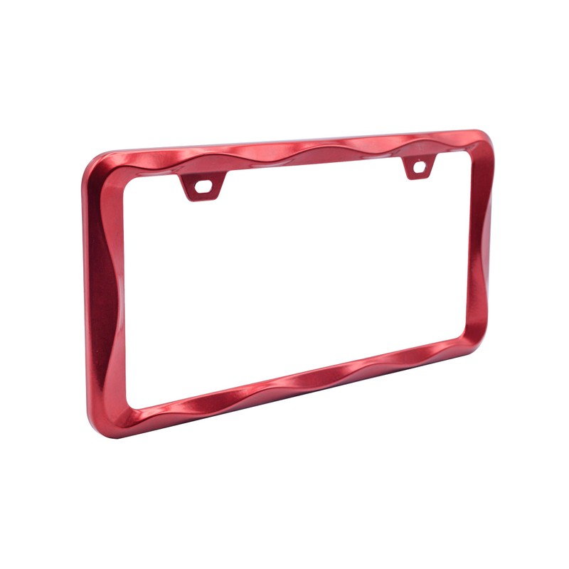Creathome 3D Curly Wave Pattern Shining Red License Plate Frame