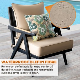 Zupoquk 24x24 Outdoor Cushions,Outdoor Deep Seat Cushion Set,Olefin Fabric Patio Furniture Cushions,Deep Seat Bottom and Back Cushion for Chair,Sofa, and Couch,Tan (Set of 2 Seats,2 Backs,2 Pillows)