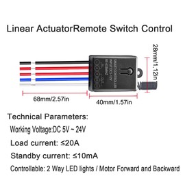 GLOBELEC - Interruptor remoto de marcha atrás, actuador lineal con distancia de 3000 pies, interruptor de control remoto inalámbrico, relé DC 5V/12V/24V 20A para cortinas eléctricas, bomba de agua,