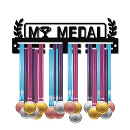 CREATCABIN Acrylic Medal Holder My Medals Holder Display Hanger Rack Frame Stand Wall Mount Hanging for Home Badge 2 Lines Athletes Medalist Running Soccer Gymnastics Over 20 Medals