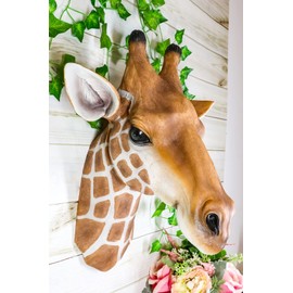 Ebros Safari Giraffe Head Trophy Taxidermy Wall Decor Wildlife Animal Sculpture Hanging Plaque Figurine