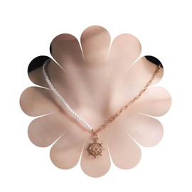 Inilbran Boho Pearl Choker Necklace Gold Paperclip Chain Necklace Vintage Crystal Nautical Rudder Pendant Necklace Minimalist Paper Clip Chain Necklace Asymmetrical Necklace Jewelry for Women