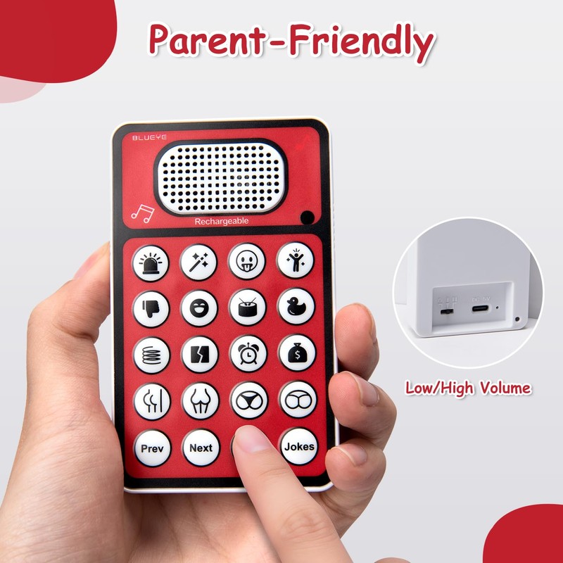 BLUEYE Sound Effects Machine with Remote,50 Jokes Button for Boys,Rechargeable