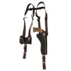 Barsony Brown Leather Vertical Shoulder Holster w/Speed-loader Pouch for 6"