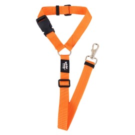 Hoof n Paw Dog Headrest Car Seat Belt - Adjustable Length Fit Both Large & Small Dogs - Universal Design Fit All Car Headrest - Strong Nylon Webbing - 10 Colours (Orange)