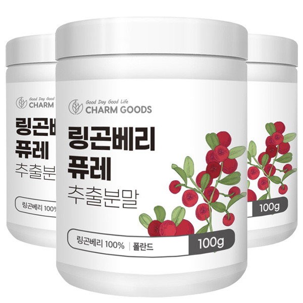 [Chamgoods] Lingonberry Puree Extract Powder 100g 3 cans / [참굿즈]