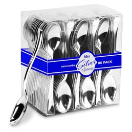 Silver Mini Spoons (80 Count) - 4 Inch Disposable Appetizer Spoons for Cocktail Hour, Wedding Reception, Food Samples, Holiday Parties