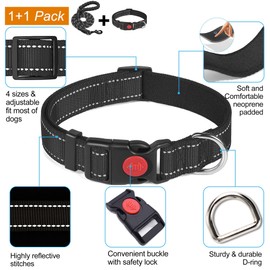 haapaw Reflective Dog Collar Padded with Soft Neoprene Breathable Adjustable Nylon Dog Collars for Small Medium Large Dogs