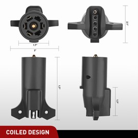 Nilight 7-Way to 4-Way Flat Blade Trailer Adapter Waterproof Rugged Nylon Housing 7-pin to 4-pin Trailer Wiring Adapter