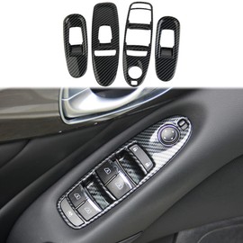 Carbon Fiber Door Window Lift Switch Panel Cover Trim Accessories for Infiniti Q50 2014-2020