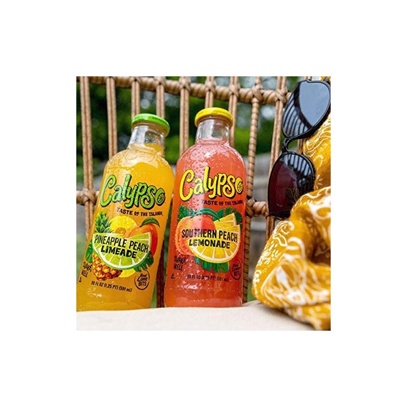 Calypso Lemonades 16 Ounce Glass Bottles 6 Pack (Southern Peach