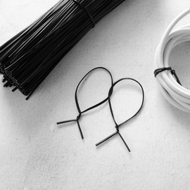 Frcolor Wrapping Tie, Black Vinyl Tie, Wire Tie, Vinyl Tie, Twist Tie, Gardening, Present, Data Line, Binding Supplies, Pack of 500 (Length 5.9 inches (15 cm)