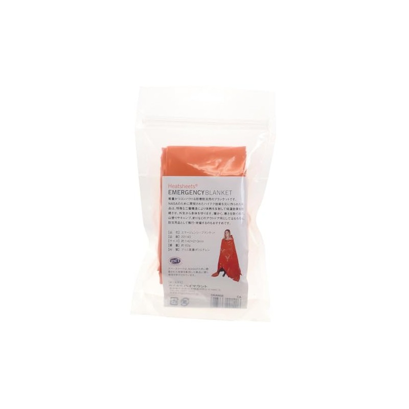 High MOUNT Emergency Blanket 22140E OG (Orange/FF/Men's, Lady's) Small