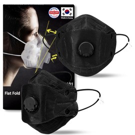 HAYANDLE Particulate Respirator Mask with Valve, Flat Fold Design Breathable Dust Sanding Construction Work, Made in Korea 10 Pack (Black 10)