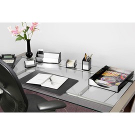 Kantek Black Acrylic and Silver Aluminum Sticky Note Dispenser, 3"x3" Self Stick Note Pad Holder, Office Organizer, Desk Accessory