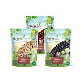 Organic Dry Beans Bundle, 3 Pack – Organic Black Beans (5 LB), Organic Pinto Beans (5 LB), Organic Dark Red Kidney Beans (5 LB), Non-GMO, Vegan, Kosher, Sproutable, Bulk. Rich in Fiber and Protein