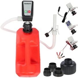 Humberto Fuel Transfer Pump, Auto-Stop Gas Transfer Pump, 3.2GPM, AA Battery/12V DC 3 Power Modes, 4 Adapters for Most Gas Cans, Extra Long Hose, Portable Gas Pump for Gasoline, Diesel, Oil, etc.