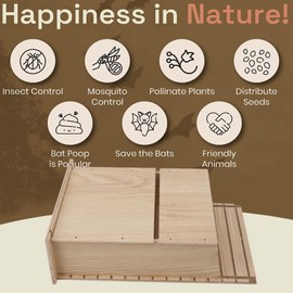 Jiawu Bat House Kit, Large Wooden Bat House for Outdoor Use, Single Tier Bat Box for Landing, Artificial Bat Quarters for Attracting Bats