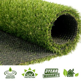 WarmShe 0.8inch Synthetic Artificial Grass Turf Drainage Holes Indoor Outdoor Pet Faux Grass Astro Rug Carpe 6FTX11FT Indoor Outdoor Balcony