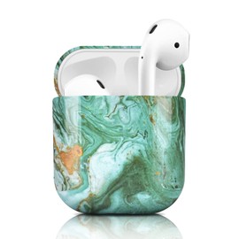 Newseego Case Compatible with AirPods 1 & 2, Stylish Shiny Marble AirPods Case Hard PC Full Protection Airpods Case Portable Shockproof Case for AirPods 1 & 2 Charging Case Green 1.