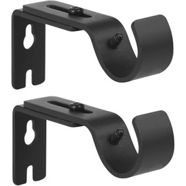 Anndason Heavy Duty Adjustable Curtain Rod Brackets and Holders - For 1 1/8 Inch & 1 1/4 Inch Rod, 2 PCS Black