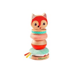 Lilliputiens 83114 Wooden Stacking Tower Pyramid Alice Fox 7-Piece 8 x 17.5 x 8 cm