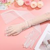 Neer Women's Opera Half Transparent Tulle Bridal Gloves, White