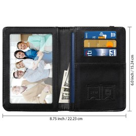 Passport and Vaccine Card Holder,Traveling Passport Cover with CDC Vaccination Card Slot RFID Blocking Passport Wallet for Women and Men, Black Flowers