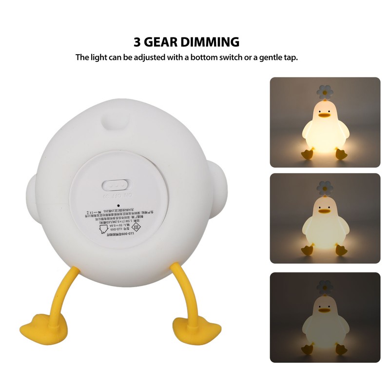 Cute Duck Night Light Silicone Night Lamp 1200mAh Rechargeable Animal