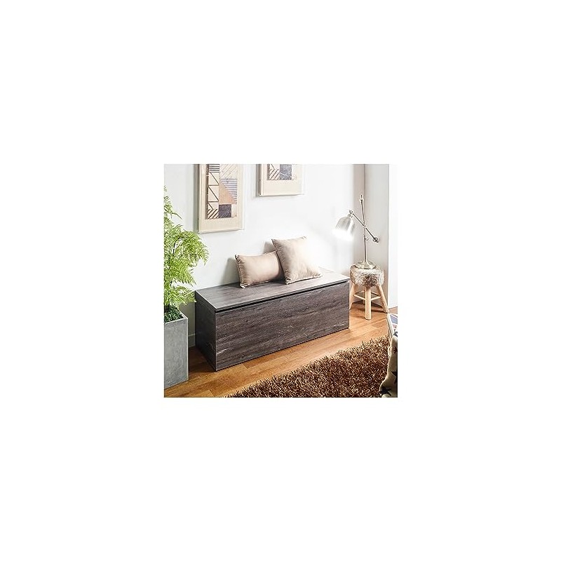 Klair Living Dean Farmhouse Wood Storage Bench in Rustic Gray